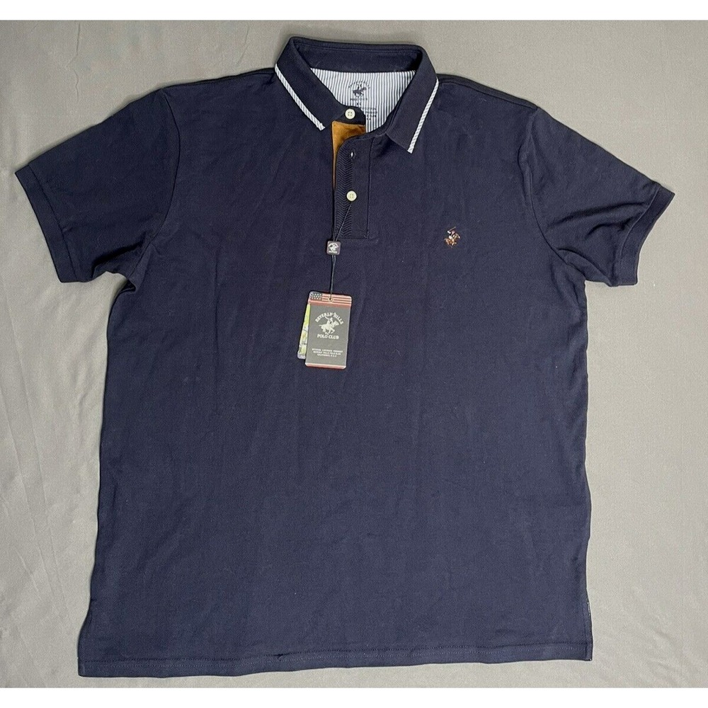NEW! Beverly Hills Polo Club Collar Shirt Mens Size X-Large Blue Short Sleeve